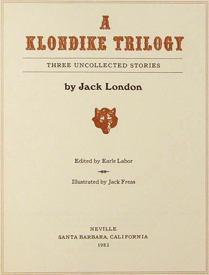 A Klondike Trilogy, Titelblatt